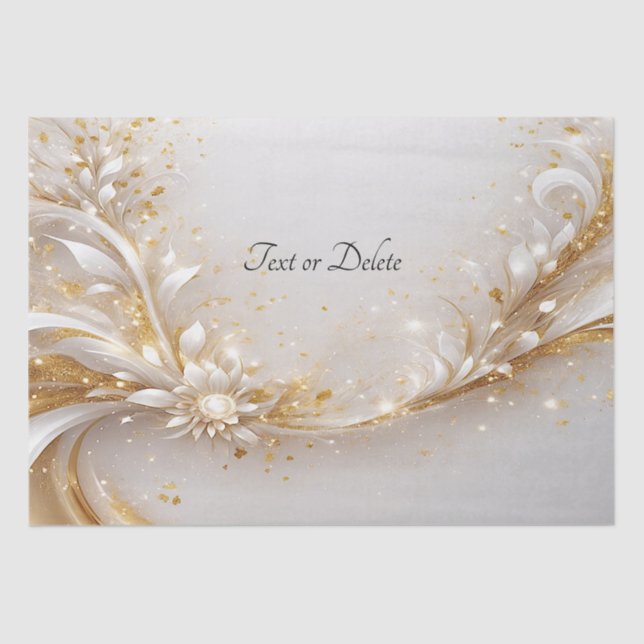 Papel de tejido floral de oro blanco (Anverso)