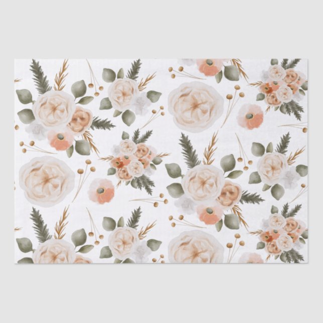 Papel De Tejido Floral De Peach (Anverso)