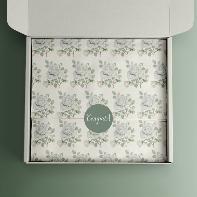 Papel de tejido floral de rosa blanca botánica (Subido por el creador)