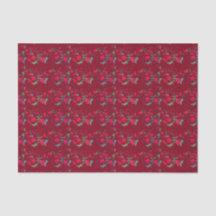 Papel de tejido floral de Wassal rojo profundo