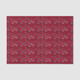 Papel de tejido floral de Wassal rojo profundo