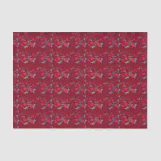 Papel de tejido floral de Wassal rojo profundo