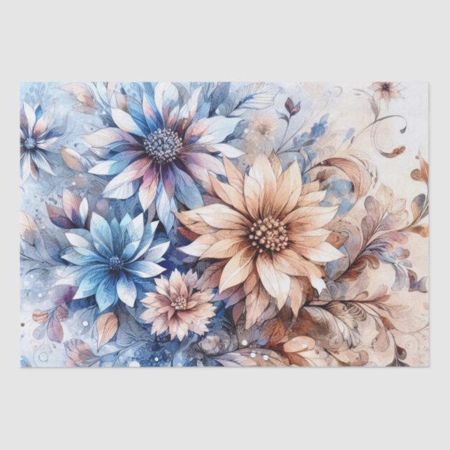Papel de tejido floral inspirado en la cosecha azu (Anverso)
