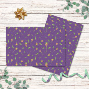 Papel de tejido floral morado inspirado en la cose