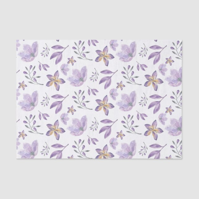 Papel de tejido floral púrpura acuarela (Anverso)