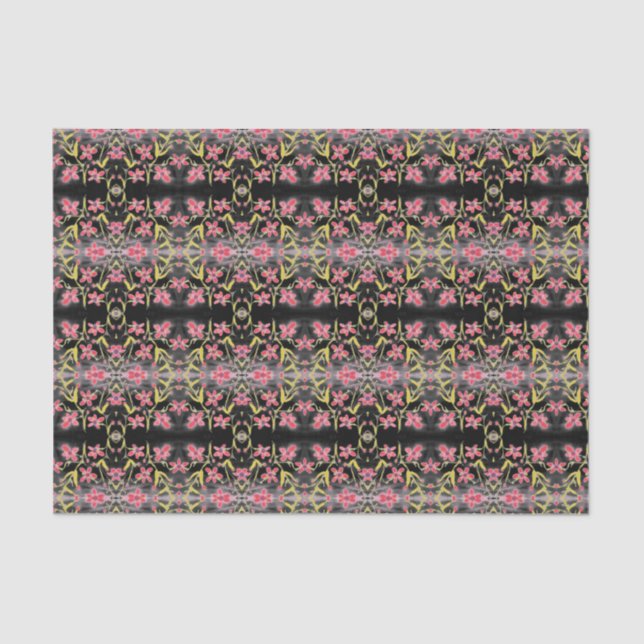 Papel de tejido floral rojo brillante (Anverso)