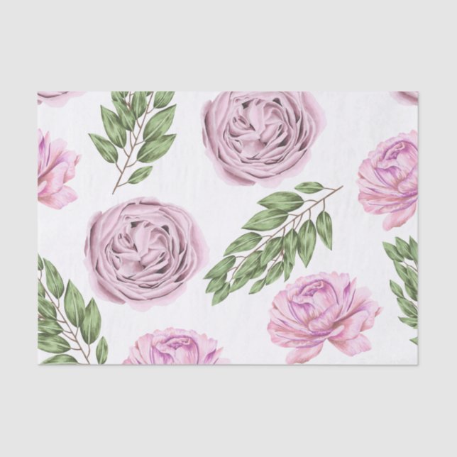 Papel de tejido floral rosa y morado (Anverso)