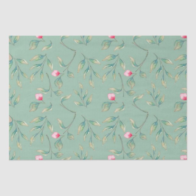 Papel de Tejido Floral Verde Cameo (Anverso)