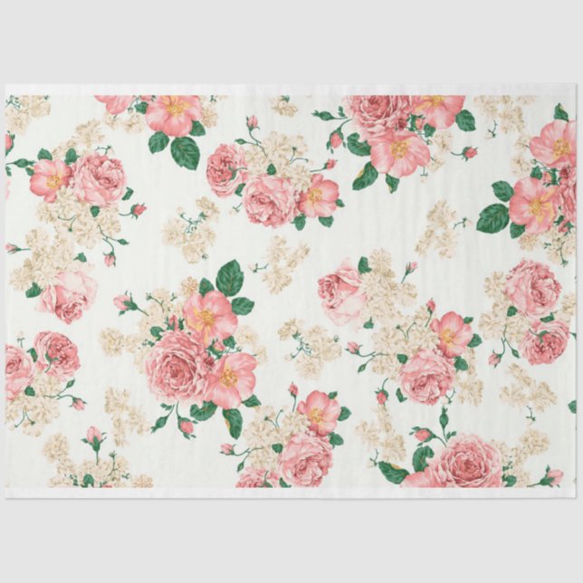 Papel de Tejido Floral Vintage Elegante (Anverso)