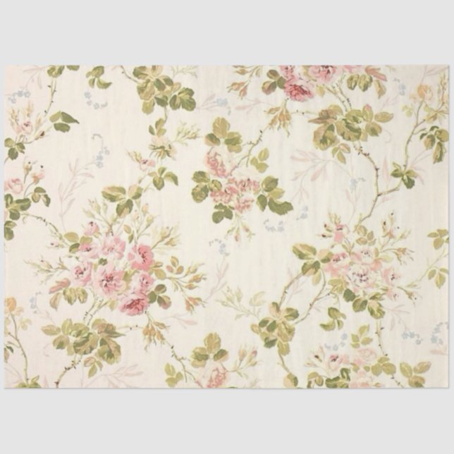Papel de Tejido Floral Vintage Elegante (Anverso)