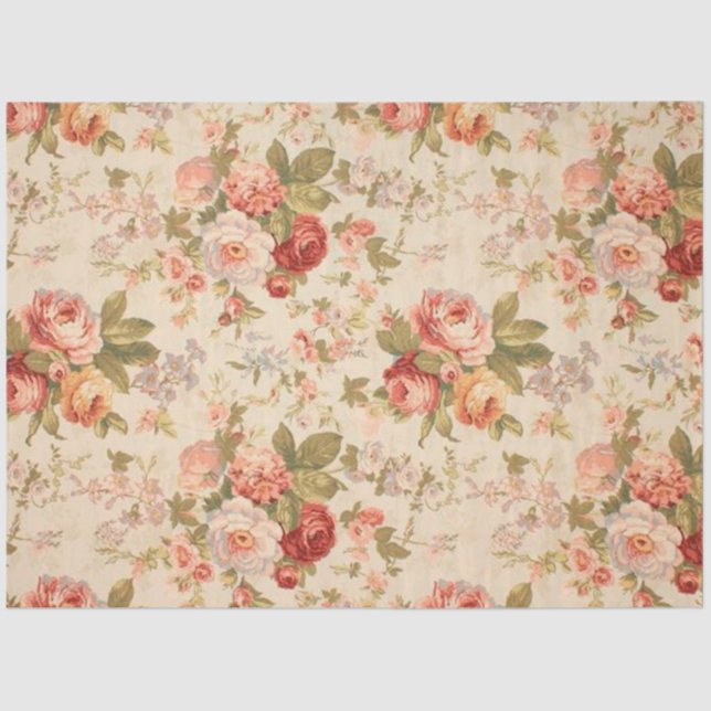 Papel de Tejido Floral Vintage Elegante (Anverso)
