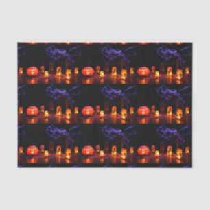 Papel De Tejido Jack-O-Lantern Y Velas