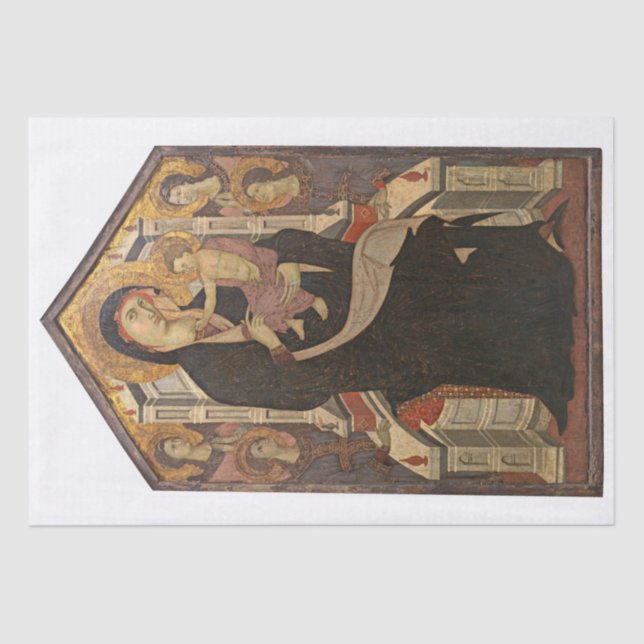 PAPEL DE TEJIDO: MADONNA Y NIÑO CON CUATRO ÁNGELES (Anverso)