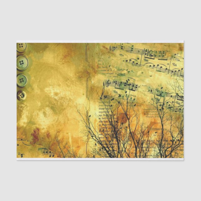 Papel de tejido musical de hojas de cosecha dorada (Anverso)