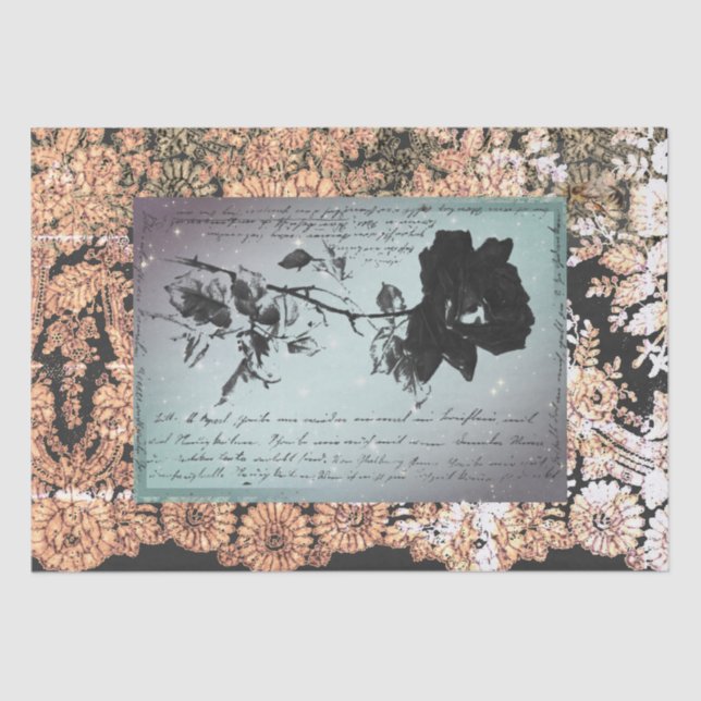 PAPEL DE TEJIDO NEGRO ROSA NEGRO HALLOWEEN (Anverso)