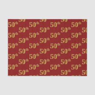 Papel de Tejido para Actos Red, Faux Gold 50th (Ci