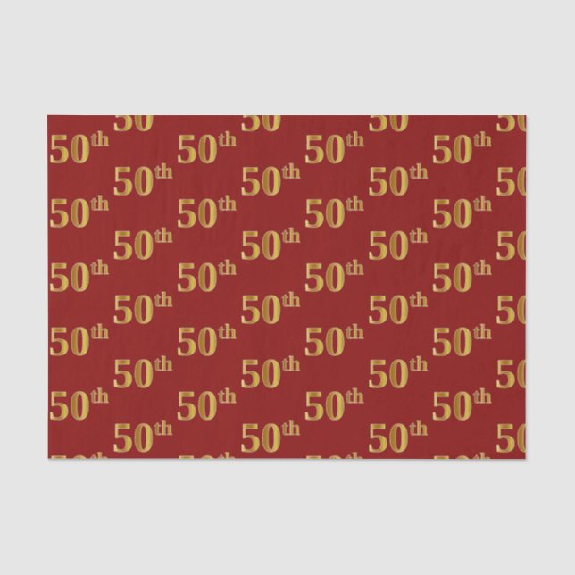 Papel de Tejido para Actos Red, Faux Gold 50th (Ci (Anverso)