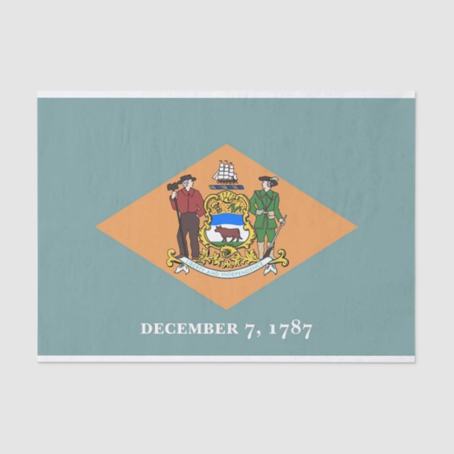 Papel de tejido patriótico con bandera de Delaware (Anverso)