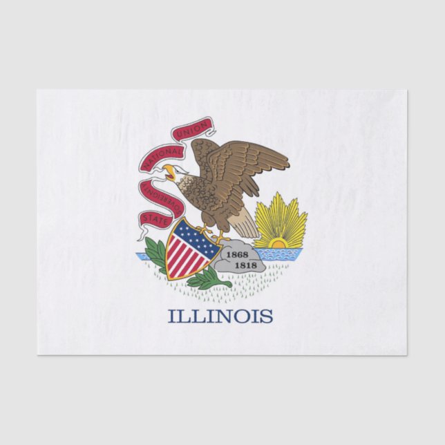 Papel de tejido patriótico con bandera de Illinois (Anverso)