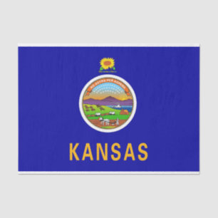 Papel de tejido patriótico con bandera de Kansas