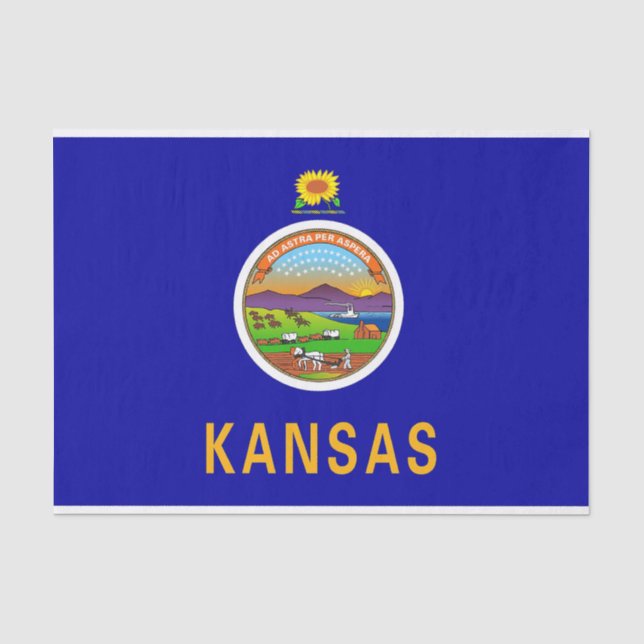 Papel de tejido patriótico con bandera de Kansas (Anverso)