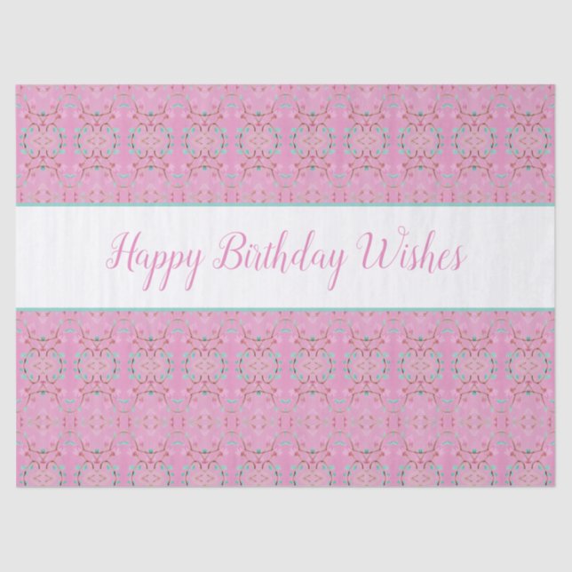 Papel De Tejido Patterado Con Feliz Cumpleaños (Anverso)