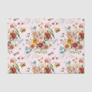 Papel de tejidos (3) Rosa con flores de vida resid