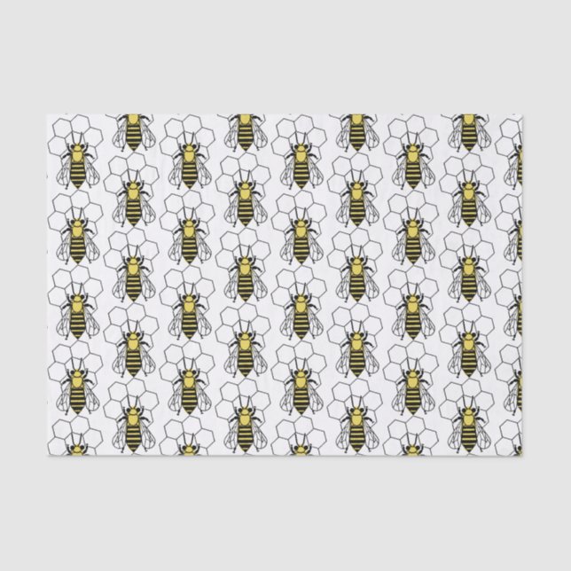 Papel de tejidos - Abejas amarillas y negras (Anverso)