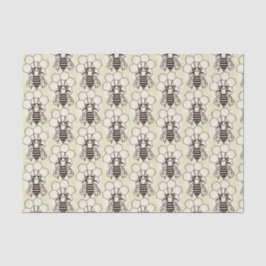 Papel de tejidos - Abejas con amarillo pálido