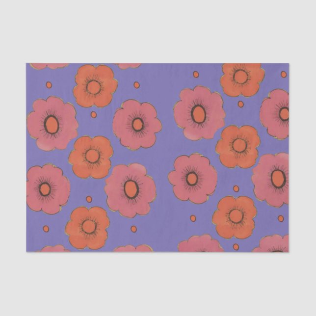 Papel de tejidos Afro Poppies (Anverso)