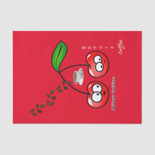 Papel de tejidos antes y después de las cerezas de