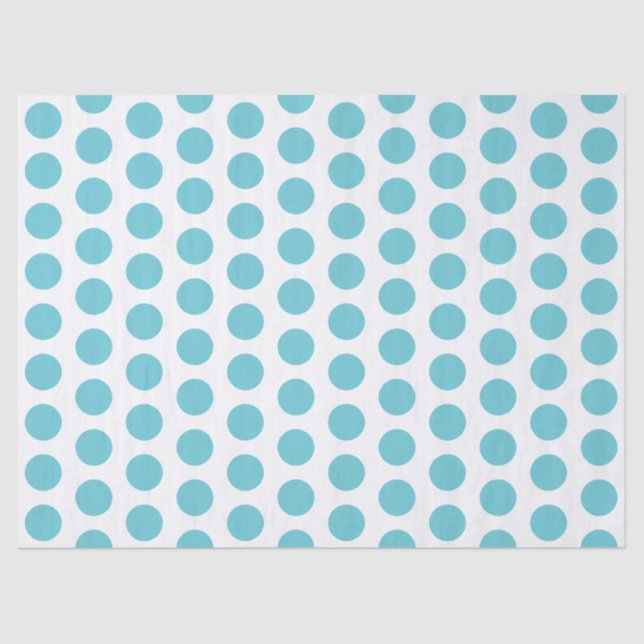 Papel de tejidos Aqua Blue Polka Dots (Anverso)