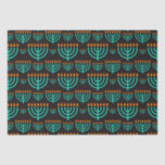 Papel de tejidos azul de Hanukkah Menorah<br><div class="desc">Festival Azul Festividad De Luces Menorah Tejido Papel Para Regalos Hanukkah</div>