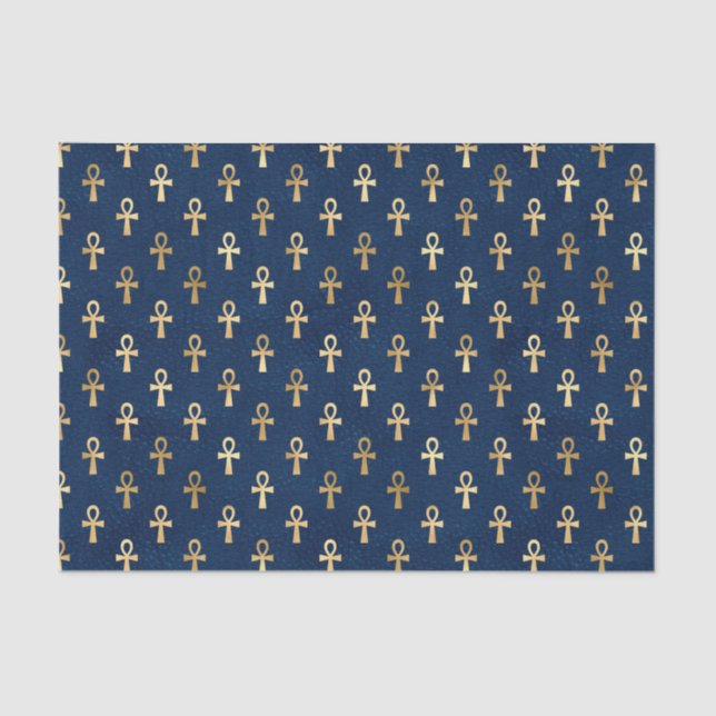 Papel de tejidos azul egipcio en el Ankh | Ajuste  (Anverso)