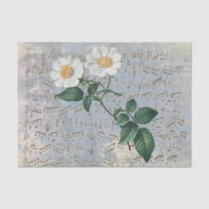 Papel de tejidos azules vintage de la música flora