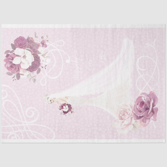 Papel de tejidos Boda de novia floral rosa pálida (Anverso)