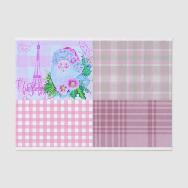 Papel de tejidos chic de Santa Shabby para la arte (Anverso)