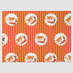 Papel de tejidos Chica adorable pintado a mano en