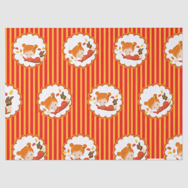 Papel de tejidos Chica adorable pintado a mano en  (Anverso)