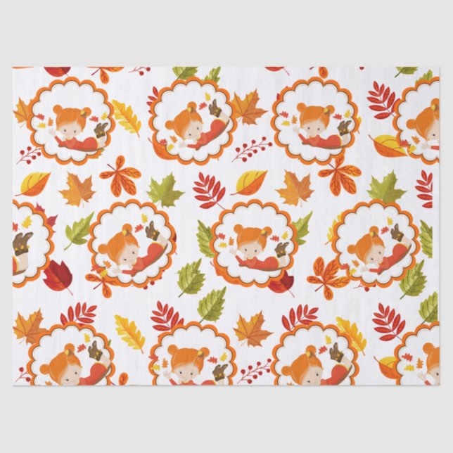Papel de tejidos Chica adorable pintado a mano en  (Anverso)