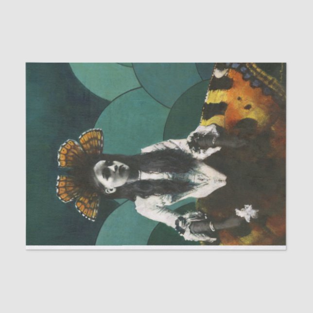 Papel de tejidos Chica de mariposa (Anverso)