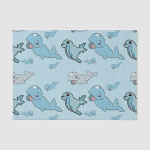 Papel de tejidos con ballenas y focas