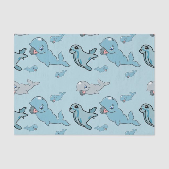 Papel de tejidos con ballenas y focas (Anverso)