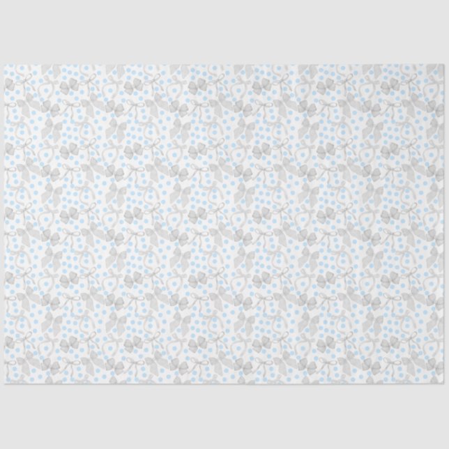 Papel de tejidos con bordes y puntos azules grises (Anverso)