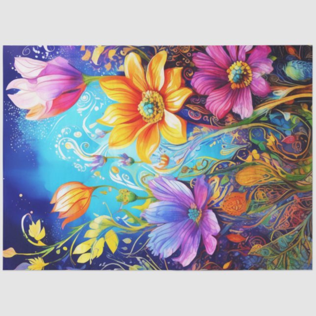 Papel de tejidos con colores florales de primavera (Anverso)