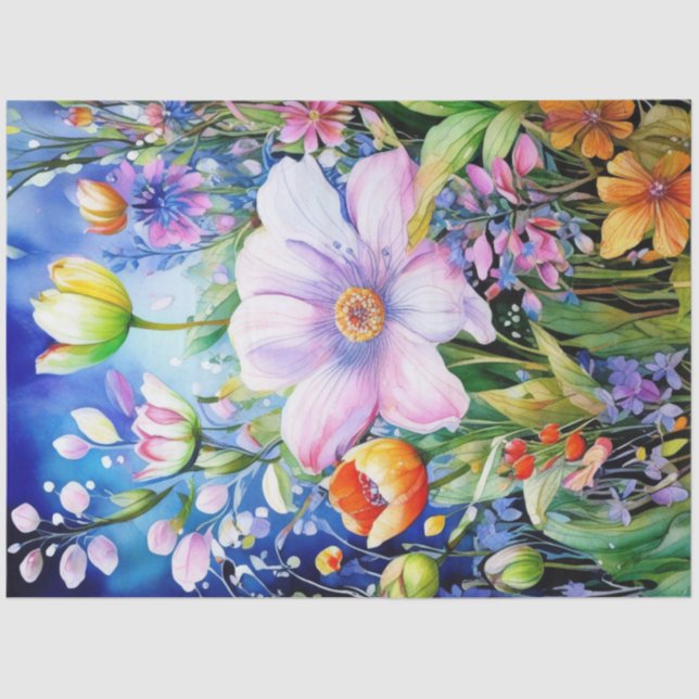 Papel de tejidos con colores florales de primavera (Anverso)