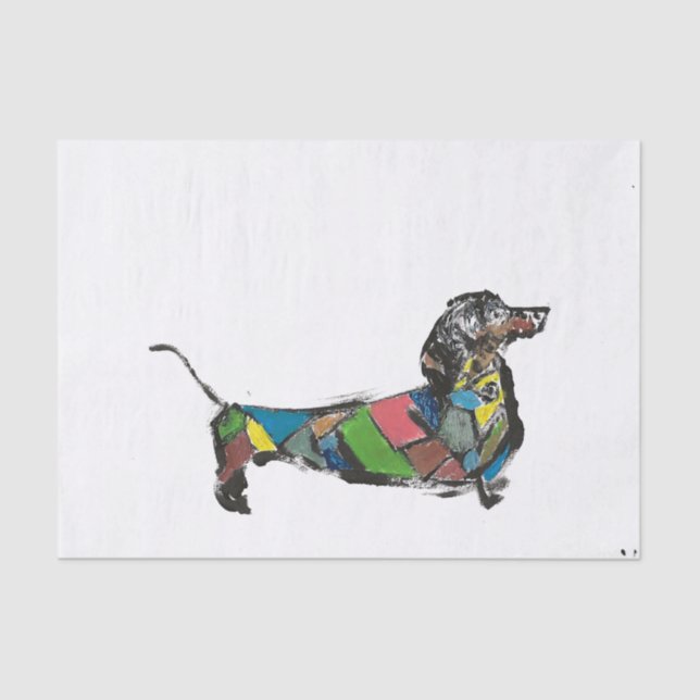 Papel de tejidos con Dachshund (Anverso)