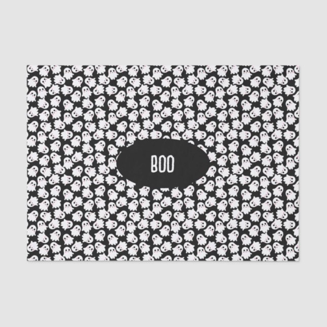 Papel de tejidos con fantasmas kawaii lindos. (Anverso)