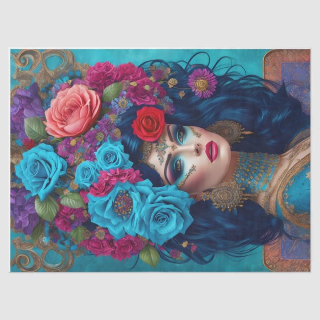 Papel de tejidos con flores de descomposición mode (Anverso)