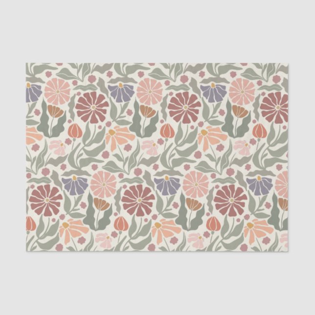 Papel de tejidos con flores retro de época (Anverso)